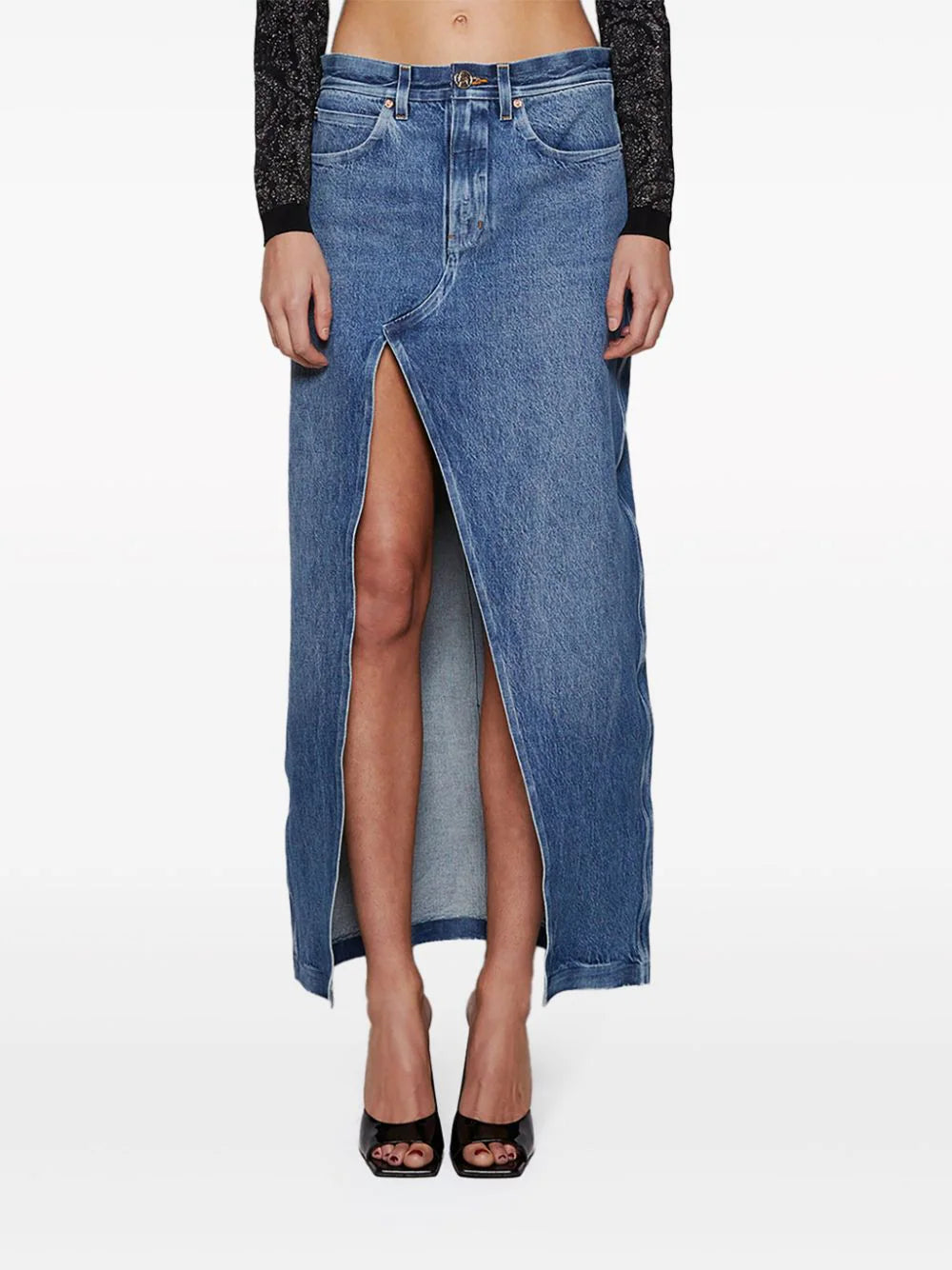 Alexander Wang  front-slit denim maxi skirt