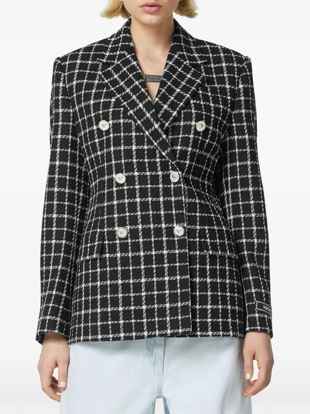 Versace  double-breasted tweed blazer
