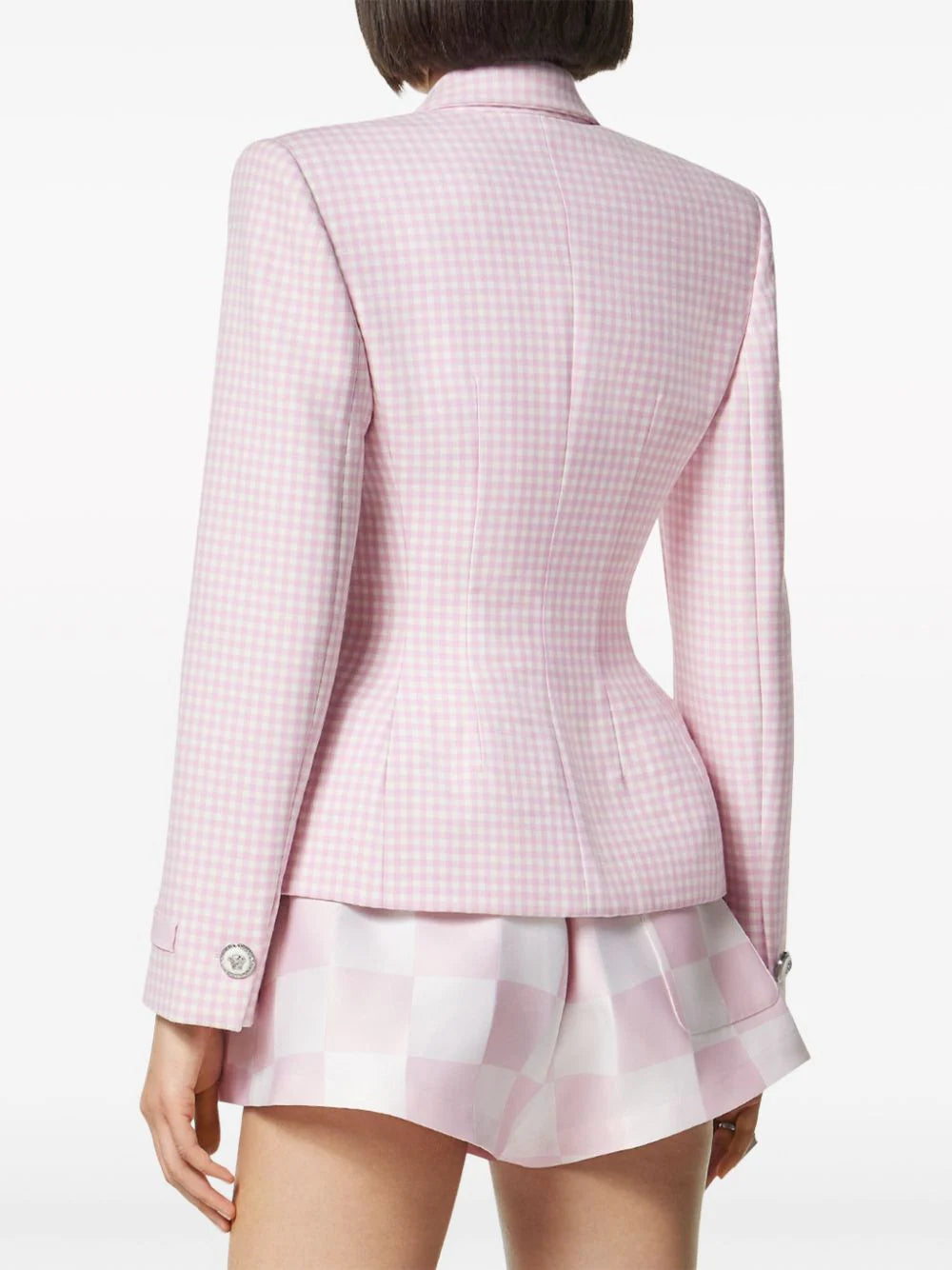 Versace  gingham virgin-wool blazer
