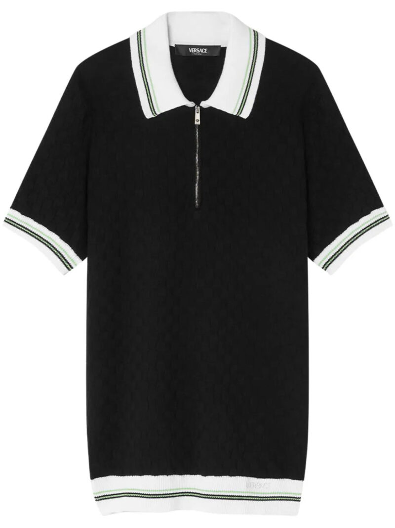 Versace  zip-front knit polo top