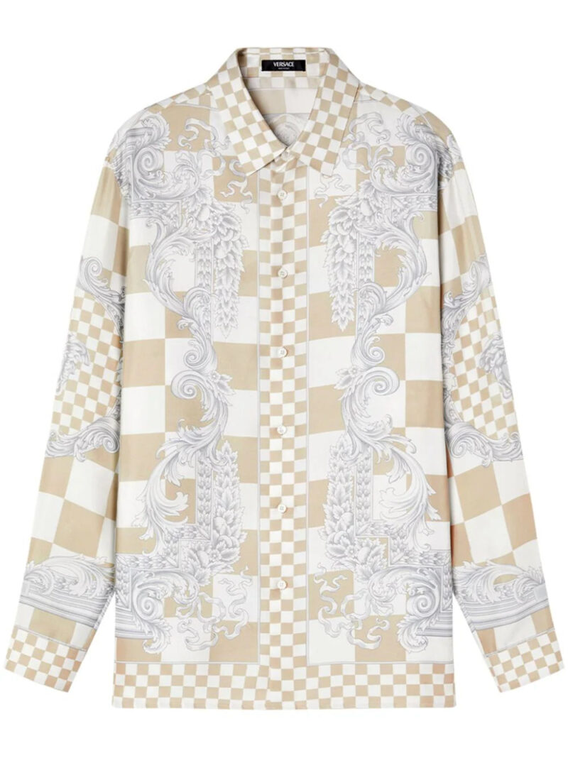 Versace  Medusa-print checked silk shirt