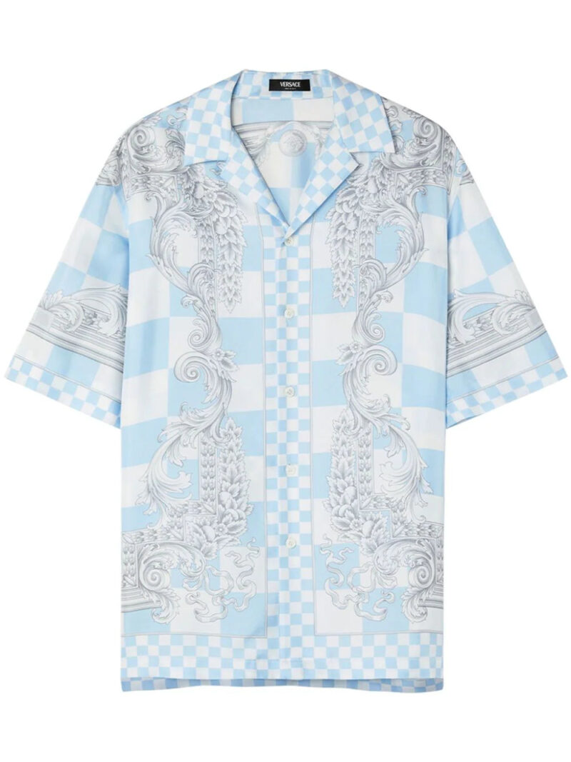 Versace  Medusa-print checked silk shirt
