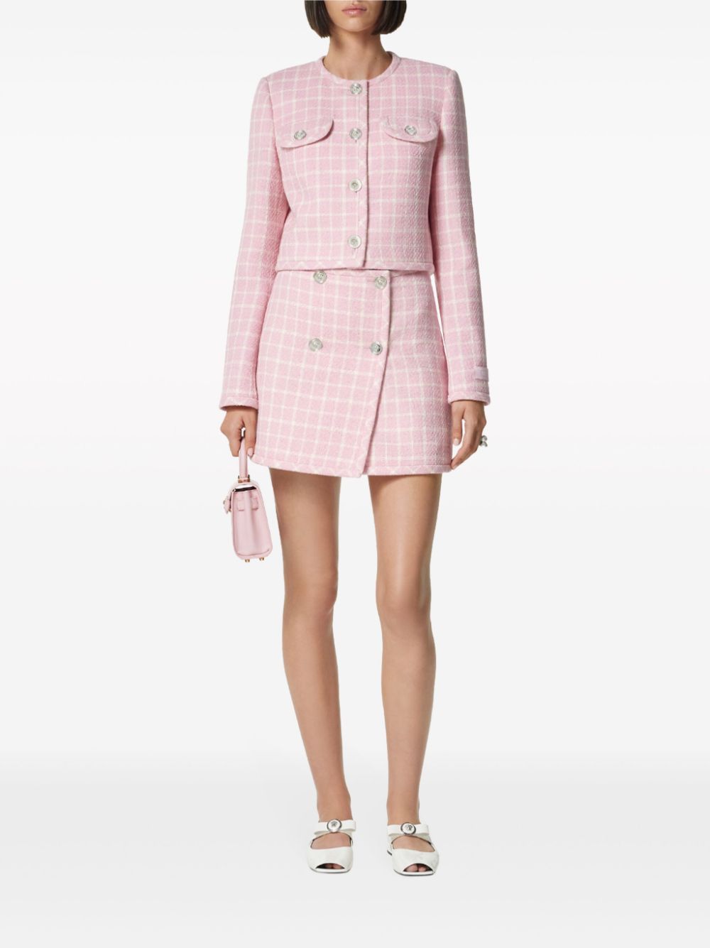 Versace Contrasto tweed wrap miniskirt