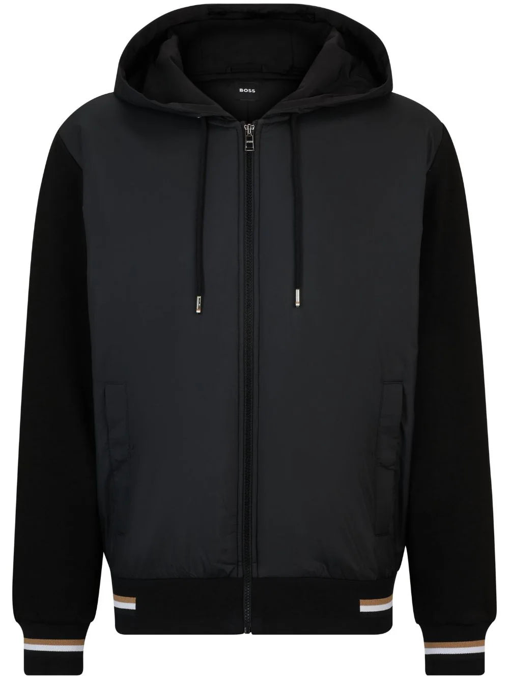 BOSS  contrast-sleeve hooded jacket