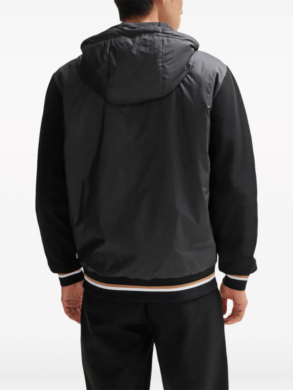 BOSS contrast-sleeve hooded jacket