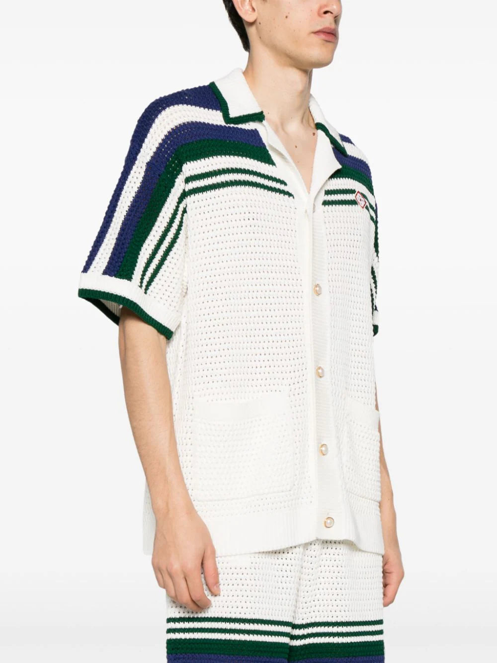 Casablanca  striped crochet-knit shirt