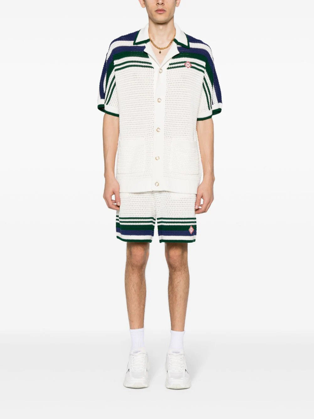 Casablanca  striped crochet-knit shirt