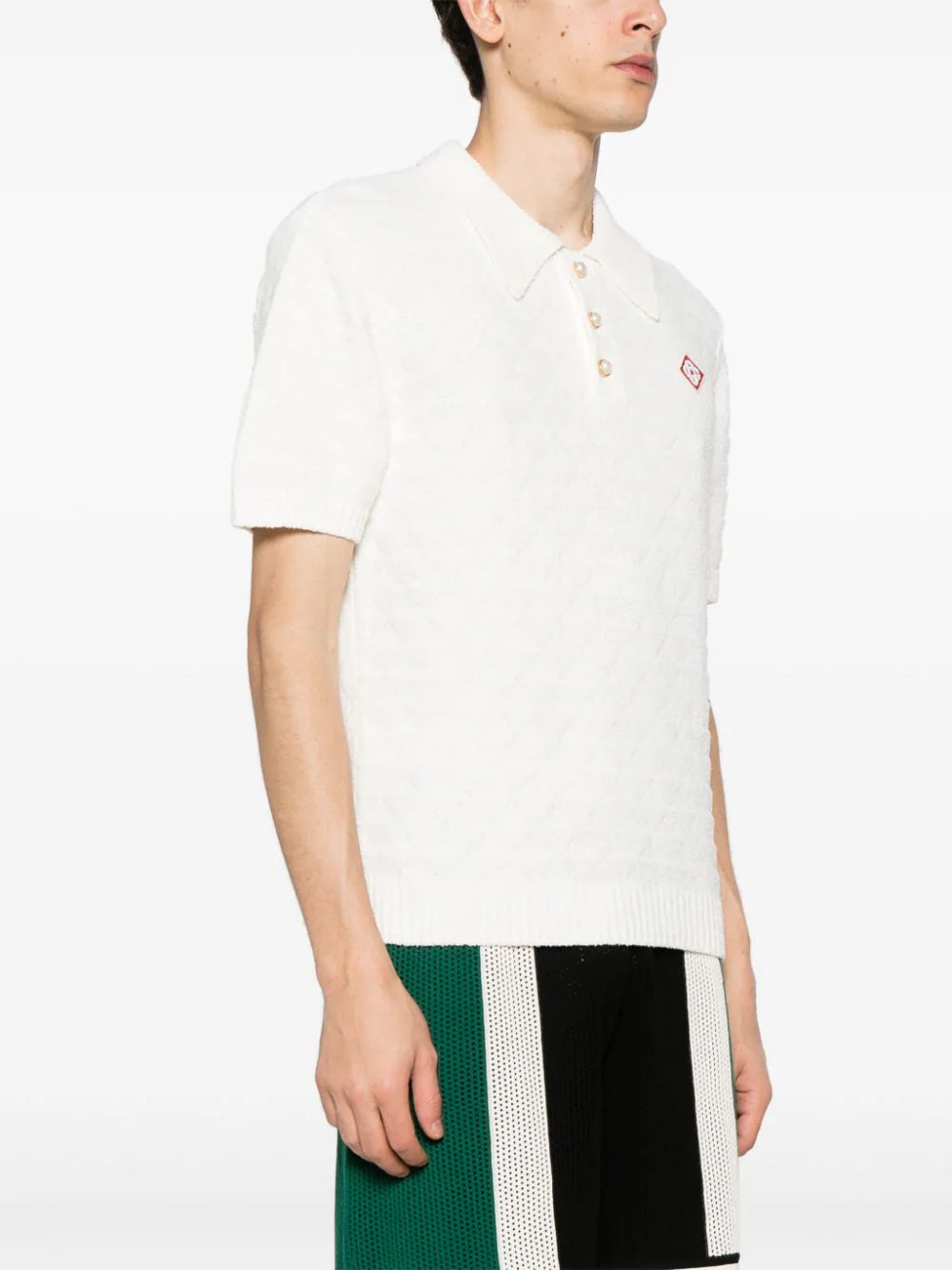 Casablanca  logo-appliqué bouclé polo shirt