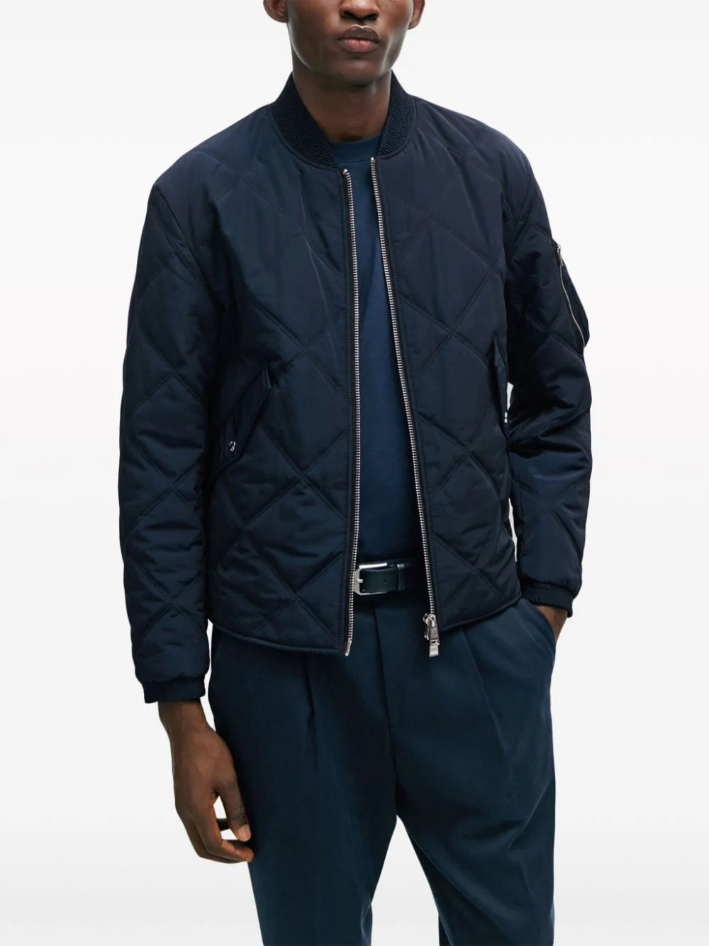 BOSS  diamond-quilted bomber jacket