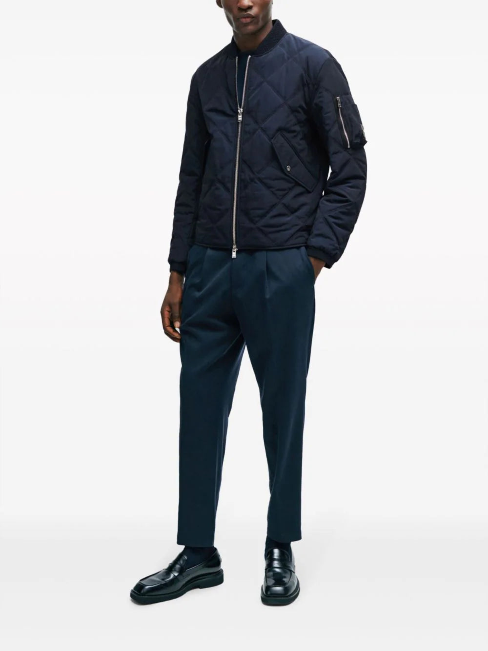 BOSS  diamond-quilted bomber jacket