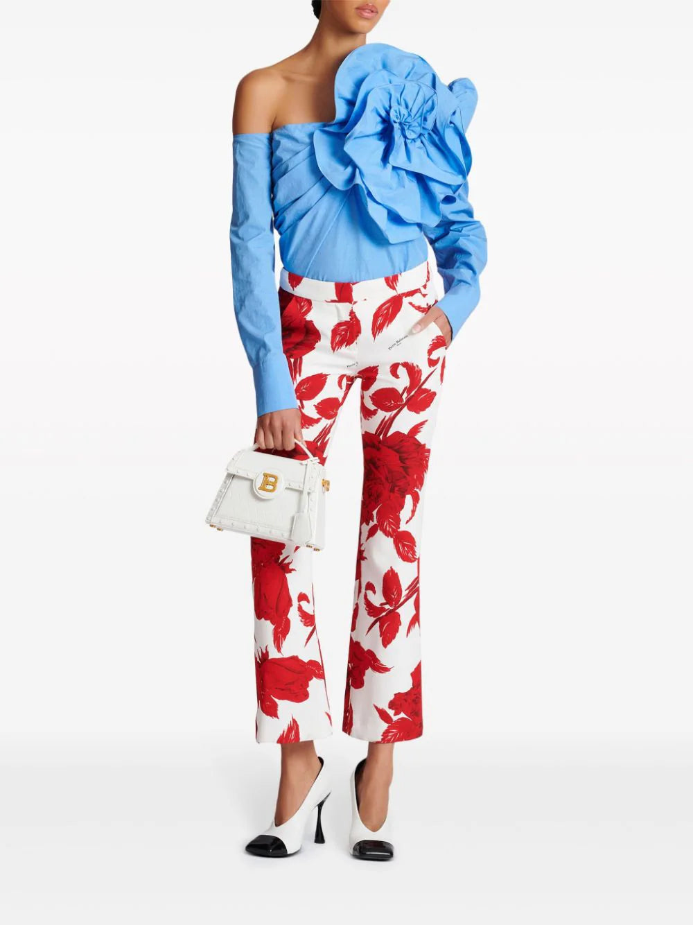 Balmain  ruffle-detailed asymmetric blouse