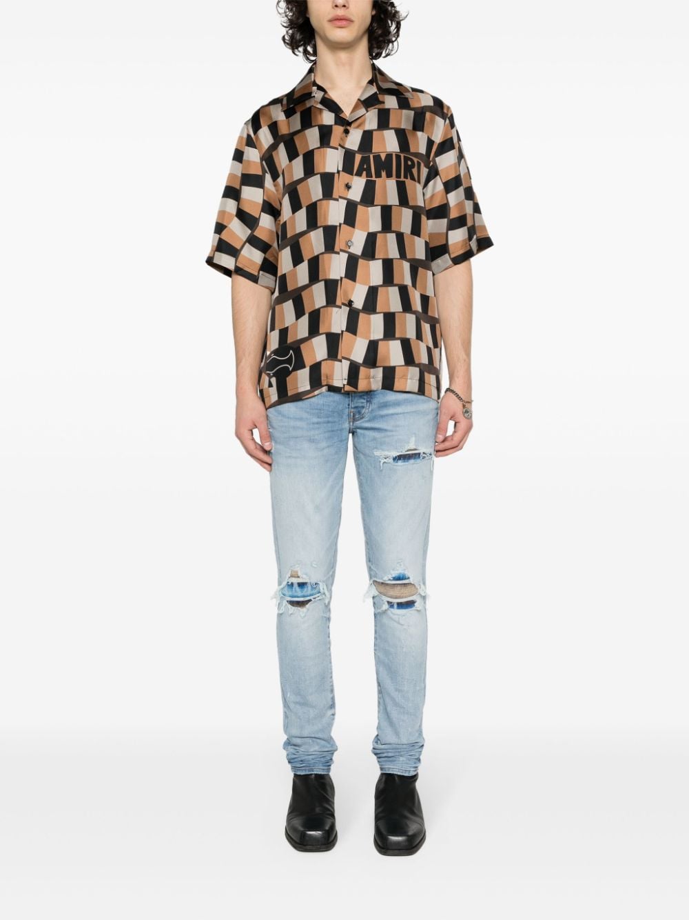 AMIRI Snake Checker bowling shirt