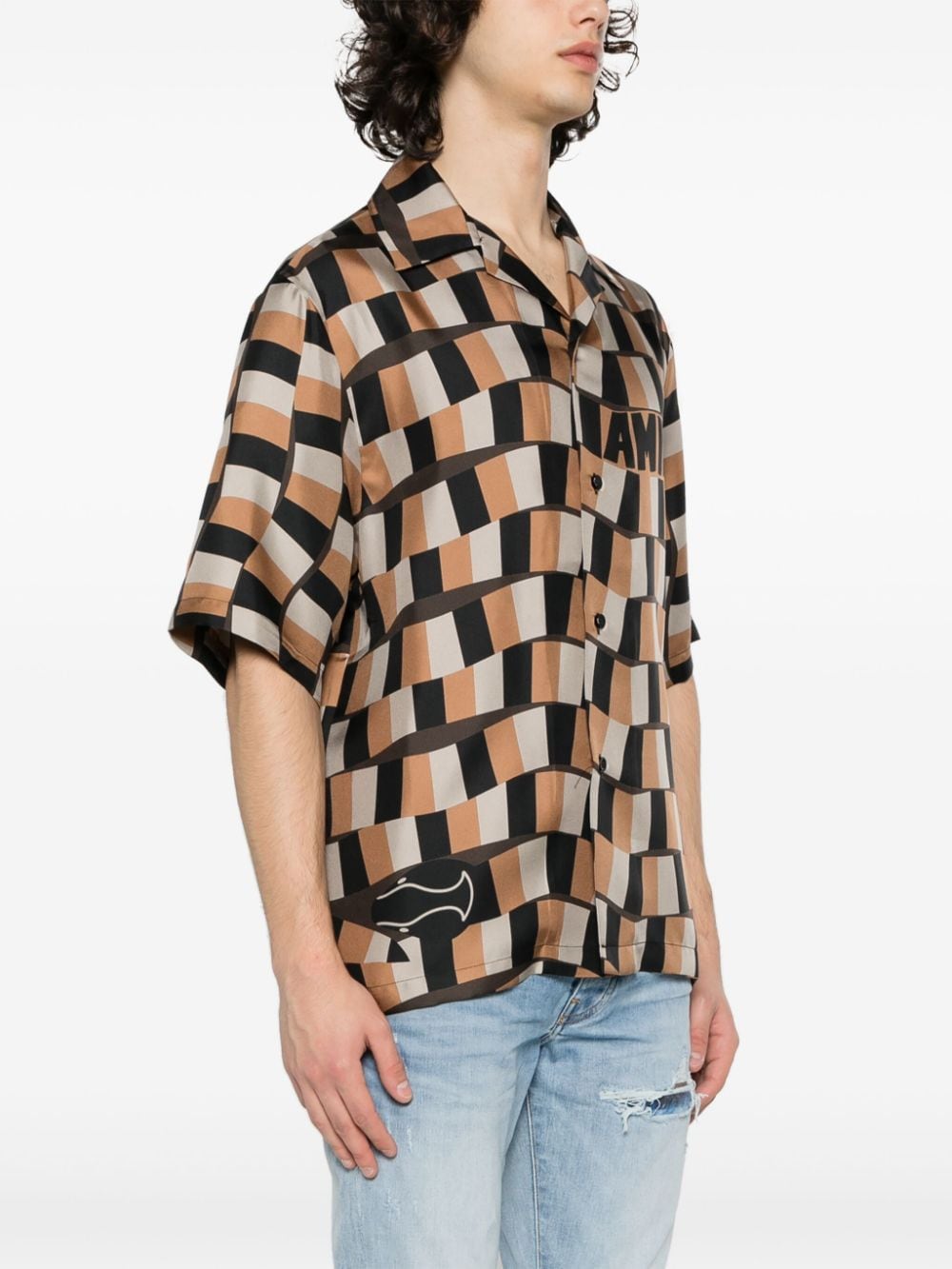 AMIRI Snake Checker bowling shirt