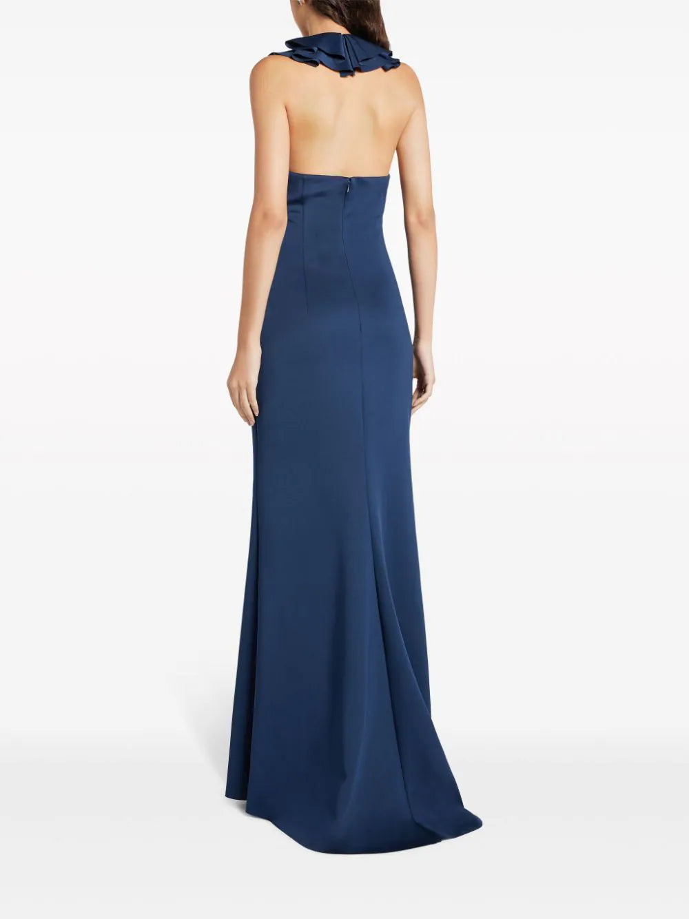 Badgley Mischka  ruffle-trim halterneck gown