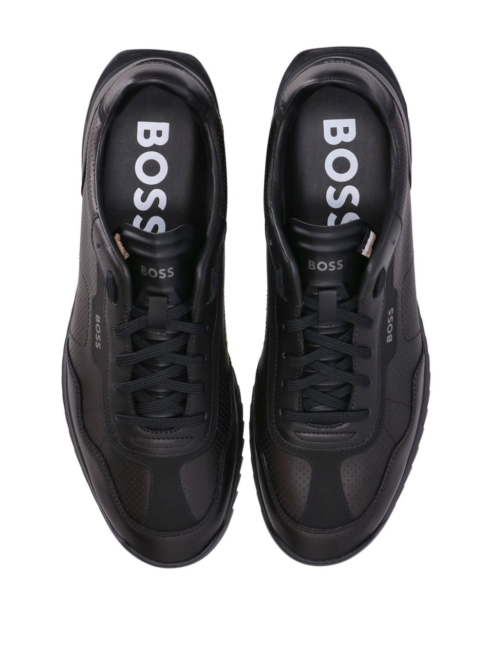 BOSS perforated low-top leather sneakers