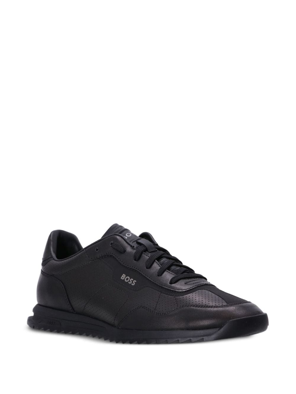 BOSS perforated low-top leather sneakers