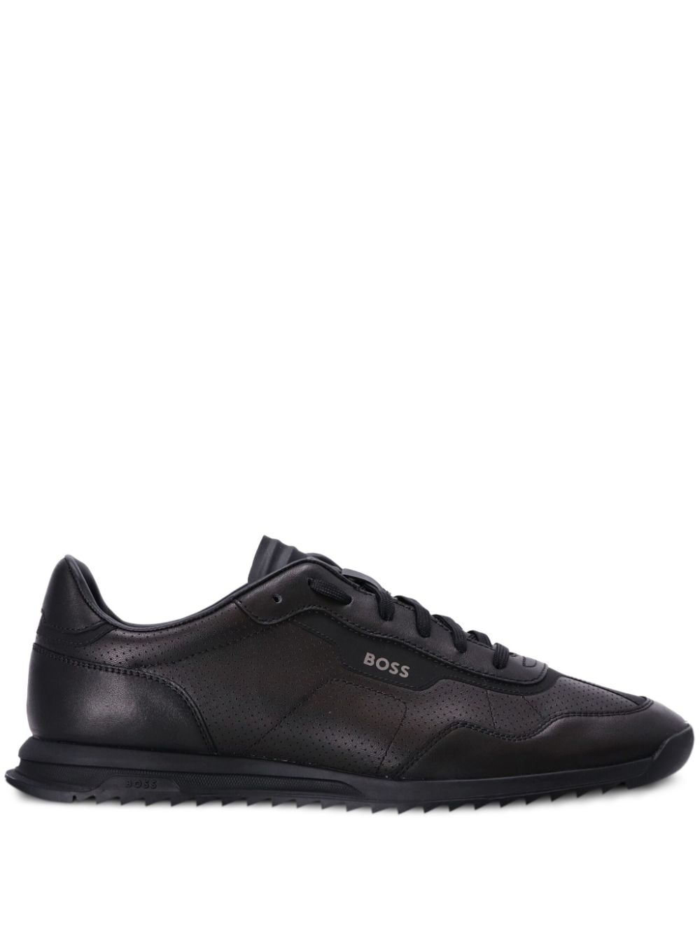 BOSS perforated low-top leather sneakers