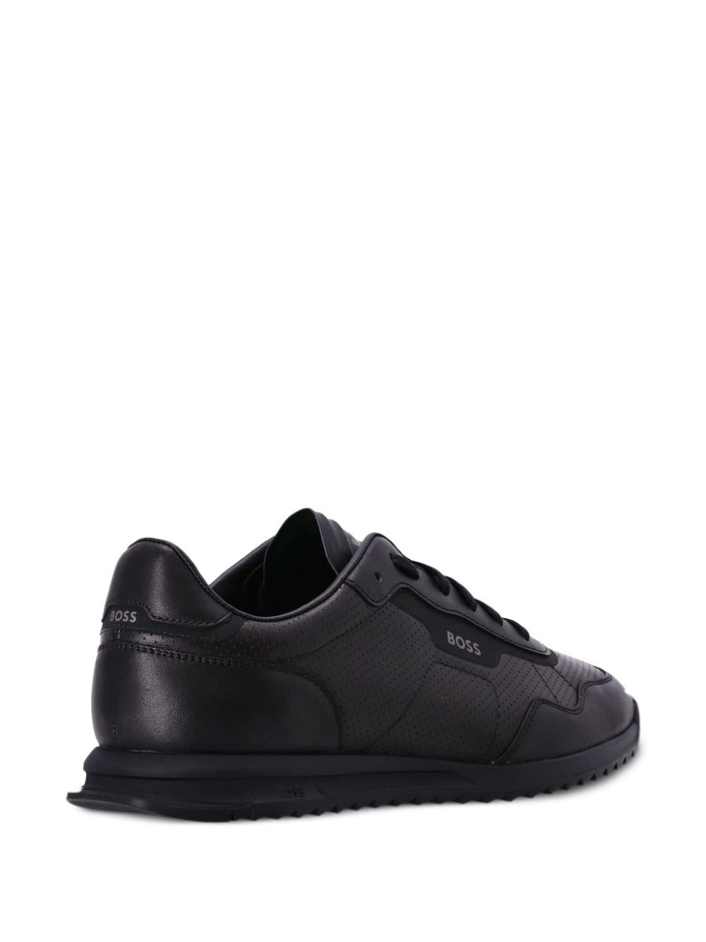 BOSS perforated low-top leather sneakers