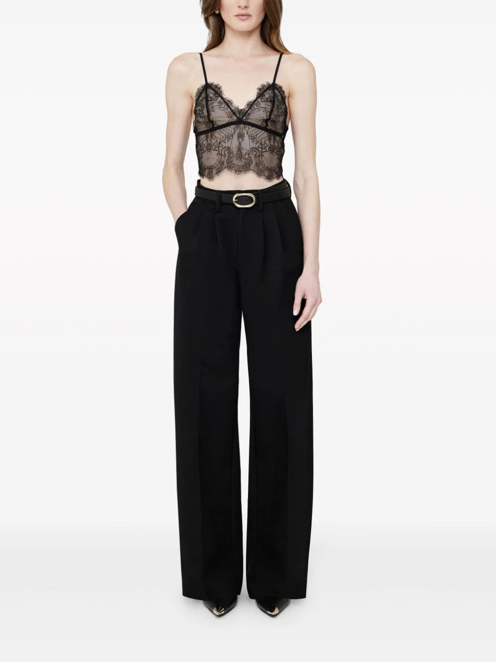 ANINE BING Lace scallop-hem bralette