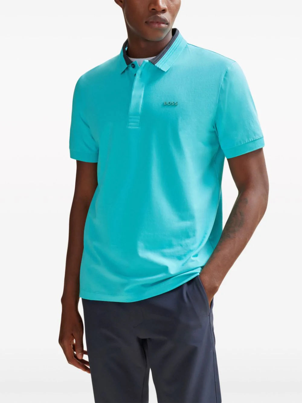 BOSS logo-embossed polo shirt