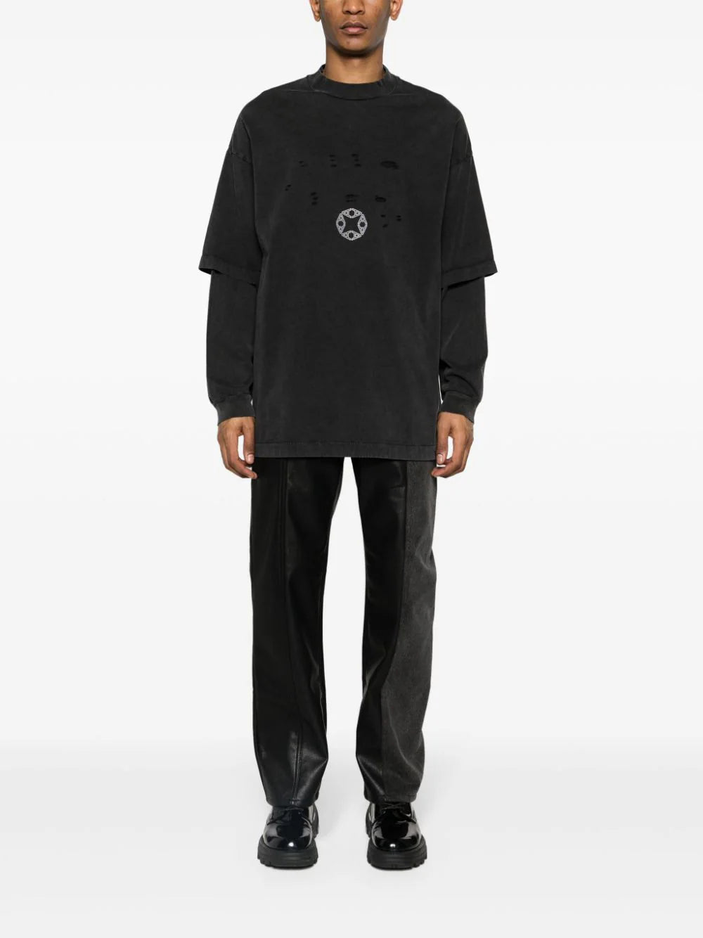 1017 ALYX 9SM logo-print ripped layered sweatshirt