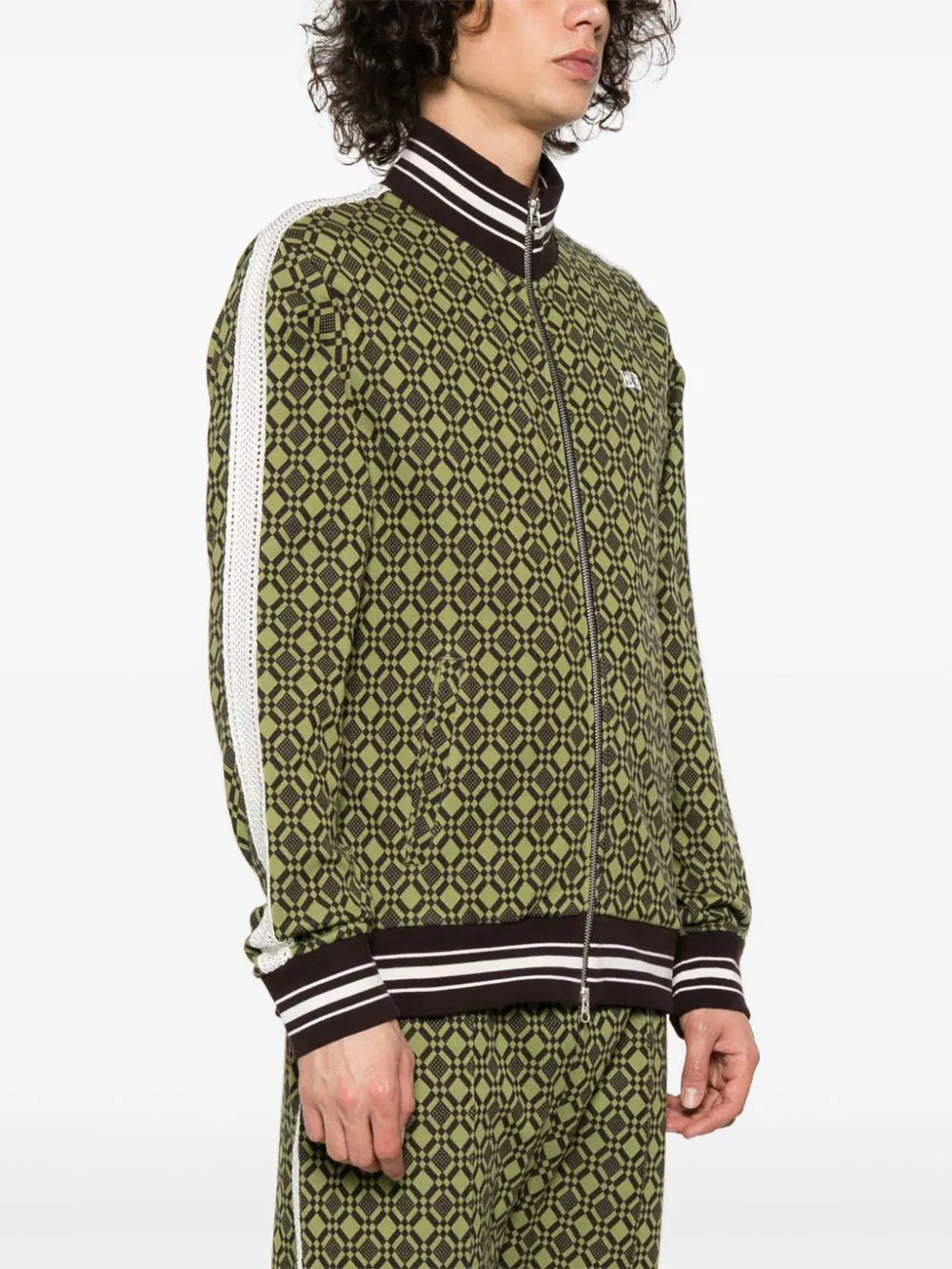 Wales Bonner  POWER TRACK TOP COTTON JACQUARD OLIVE DARK BROWN