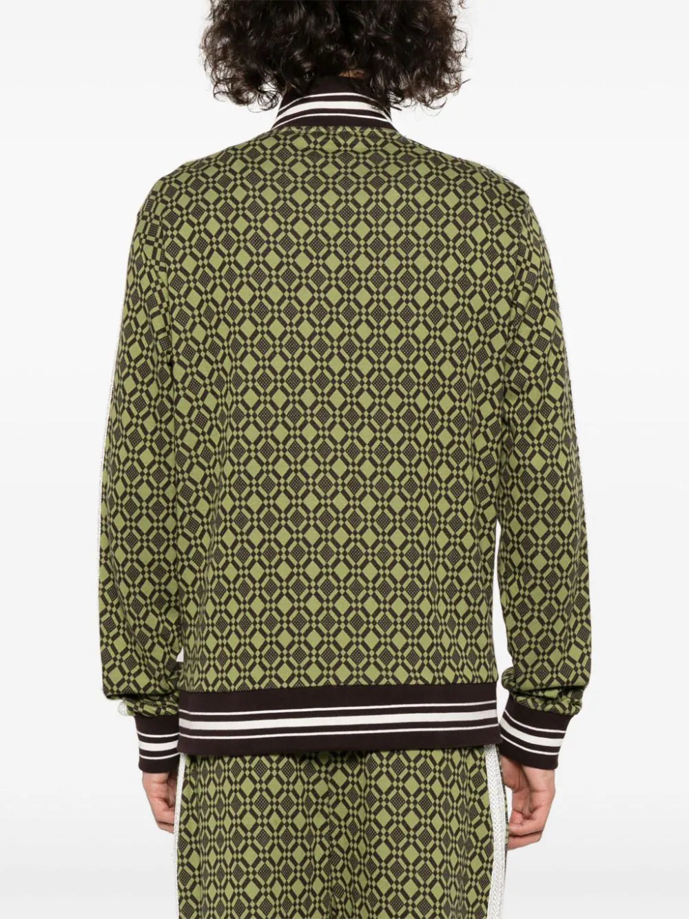 Wales Bonner  POWER TRACK TOP COTTON JACQUARD OLIVE DARK BROWN