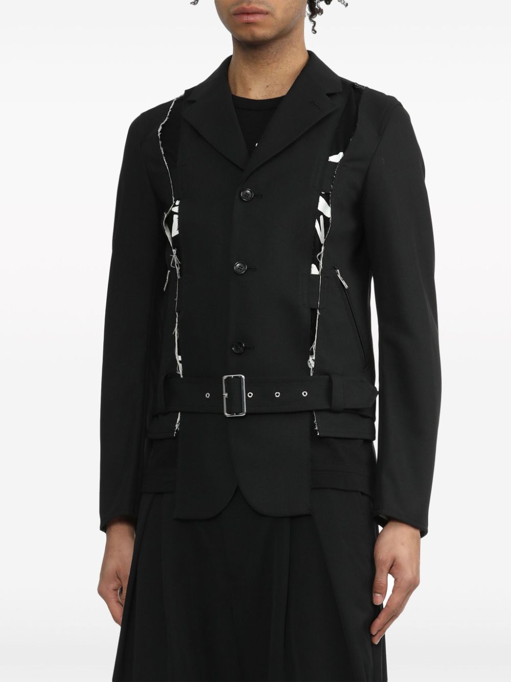 Black Comme Des Garçons  cut-out detailed biker jacket