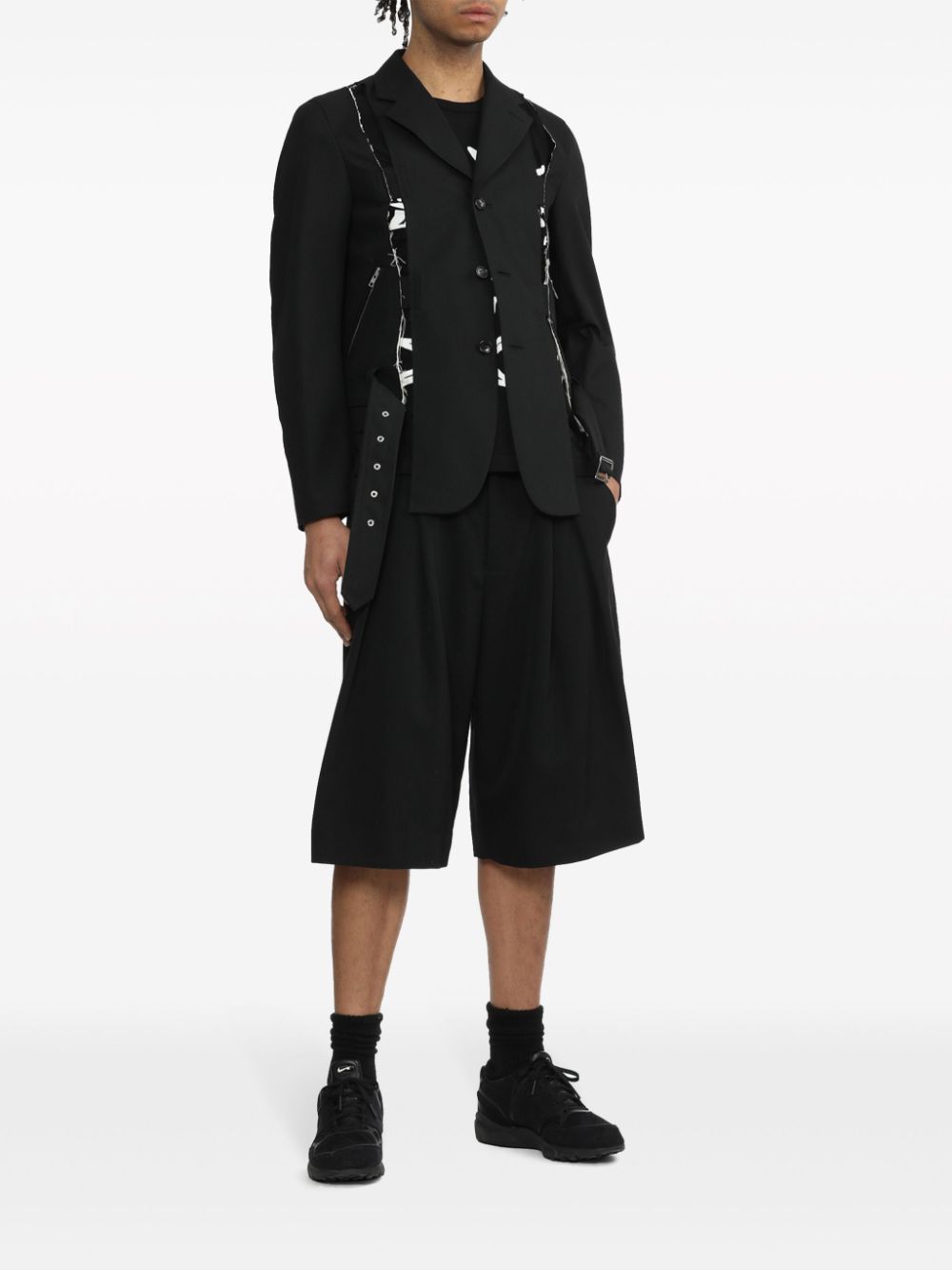Black Comme Des Garçons  cut-out detailed biker jacket