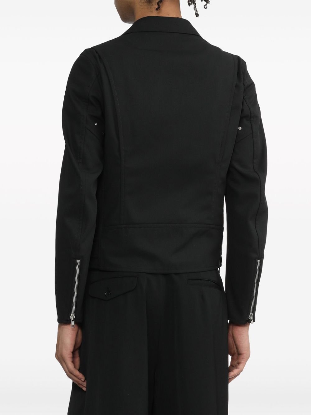 Black Comme Des Garçons  cut-out detailed biker jacket