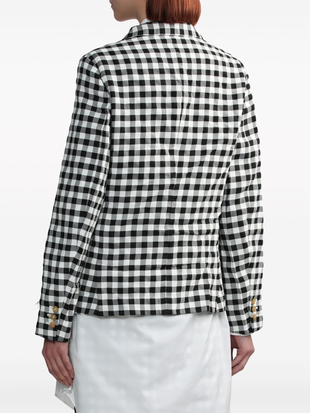 Black Comme Des Garçons cut-away gingham check jacket - Image 4