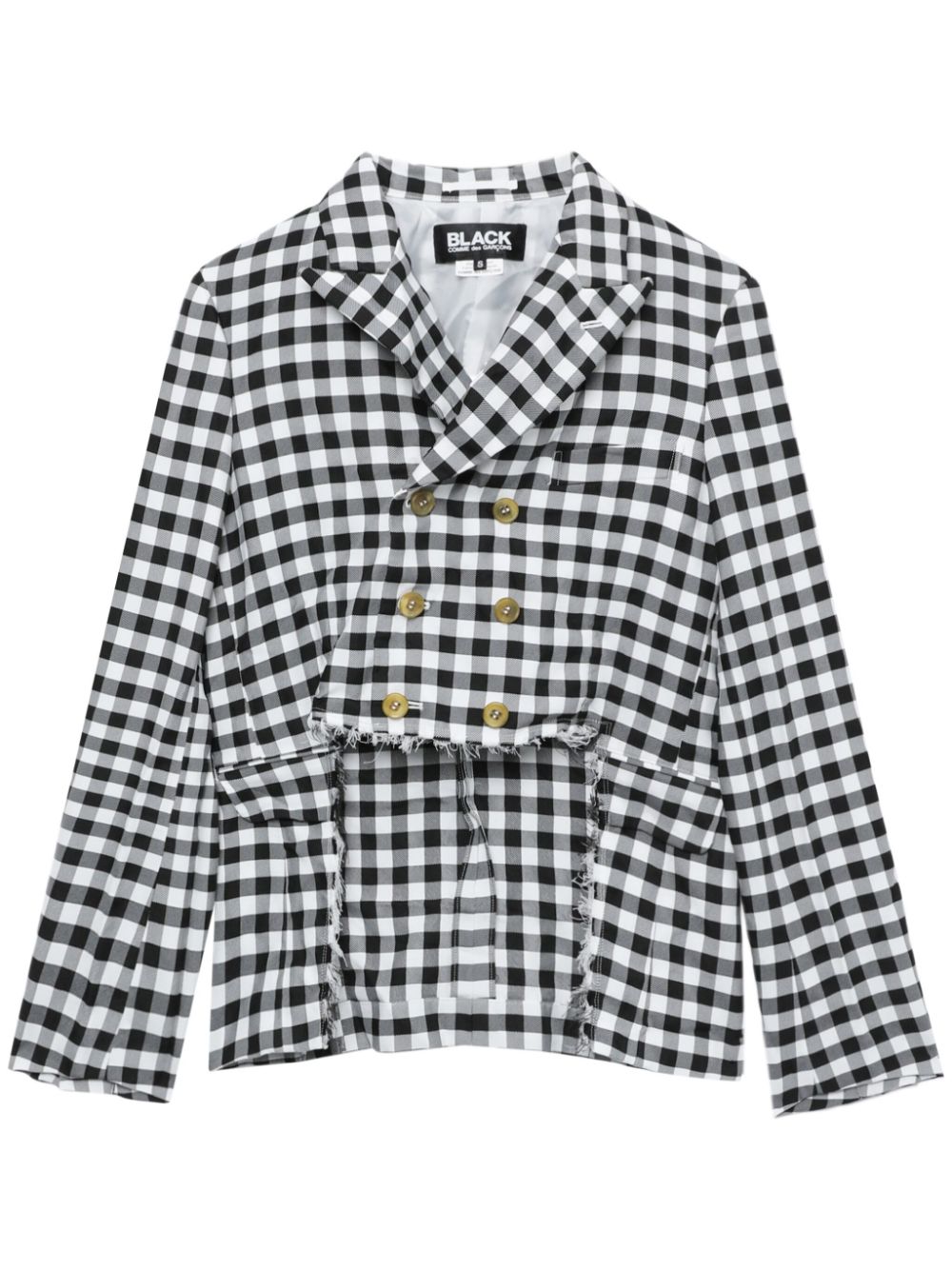 Black Comme Des Garçons cut-away gingham check jacket
