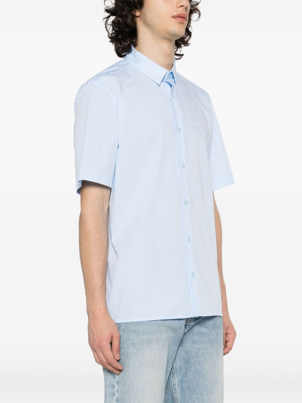 Calvin Klein  monogram-embroidered cotton shirt