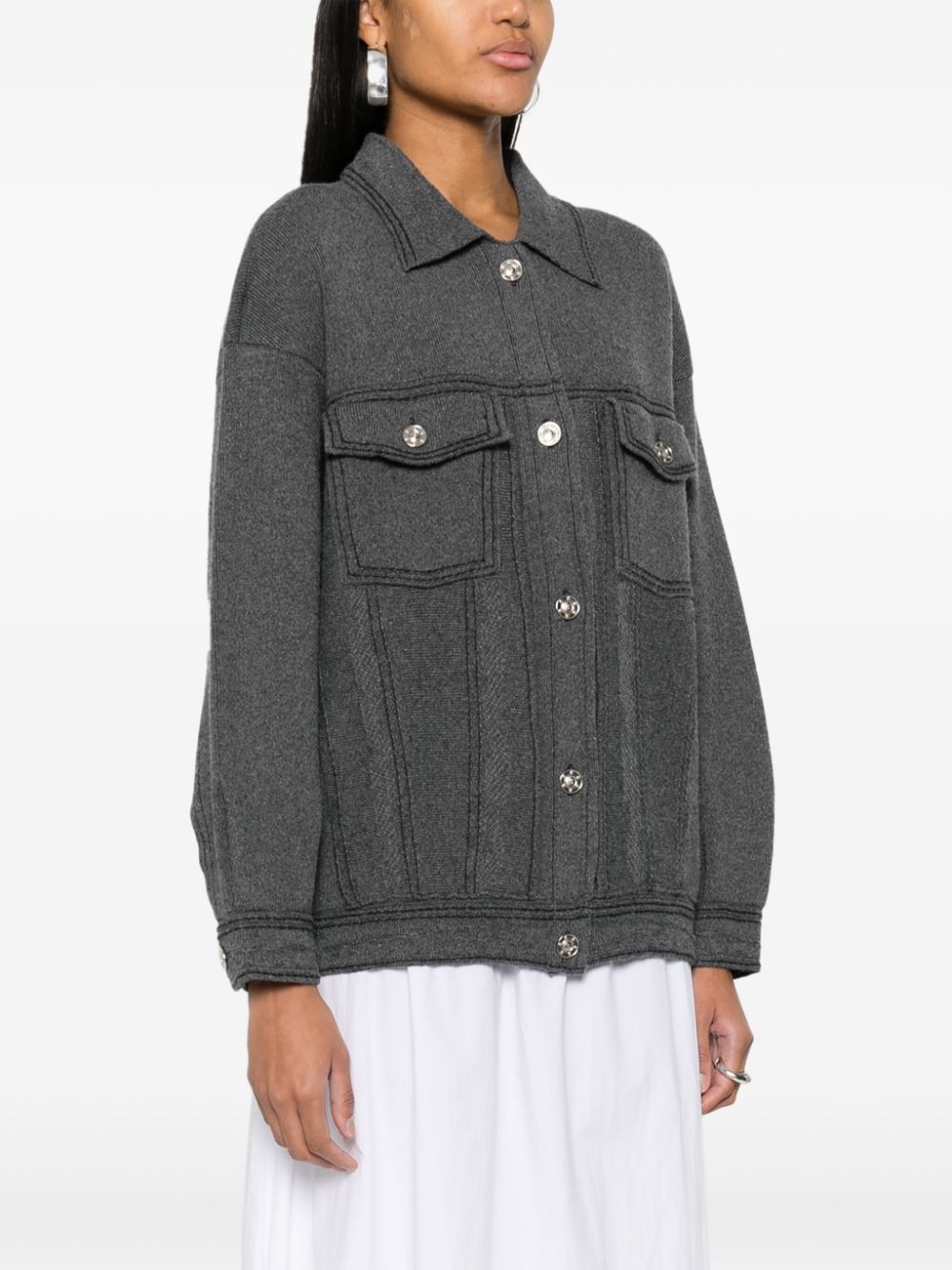 Barrie  contrast-stitching denim-effect jacket