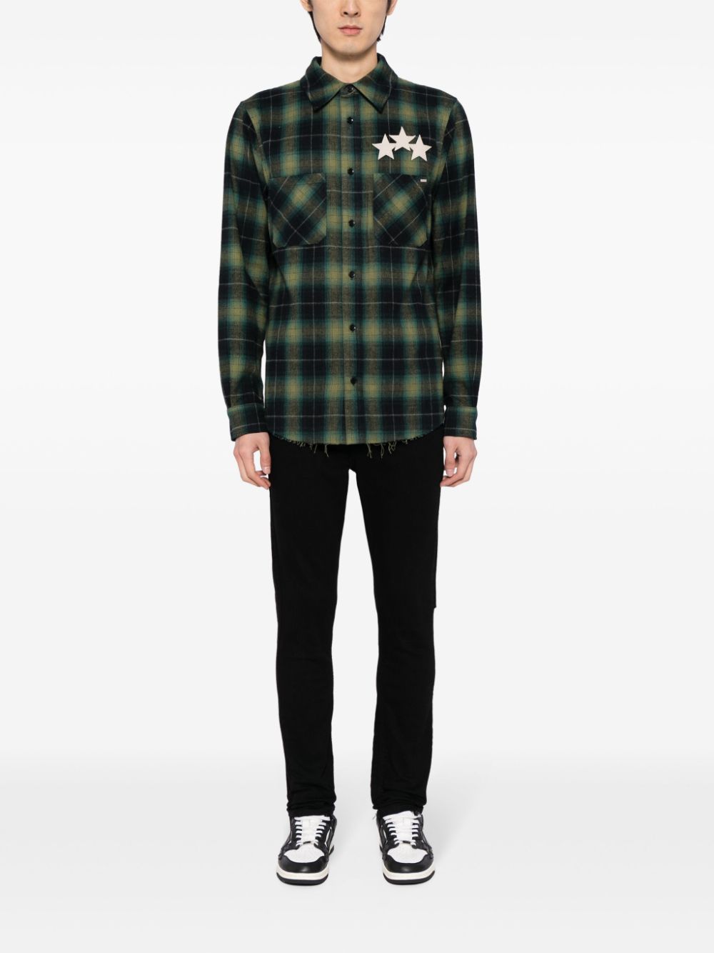 AMIRI star-leather flannel shirt