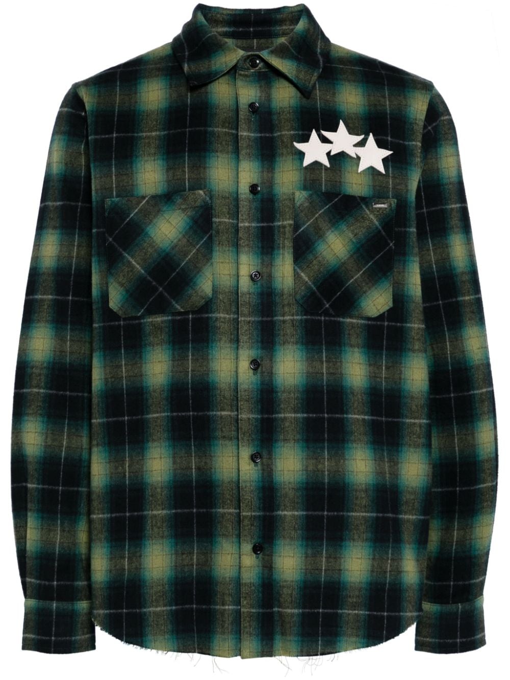 AMIRI star-leather flannel shirt