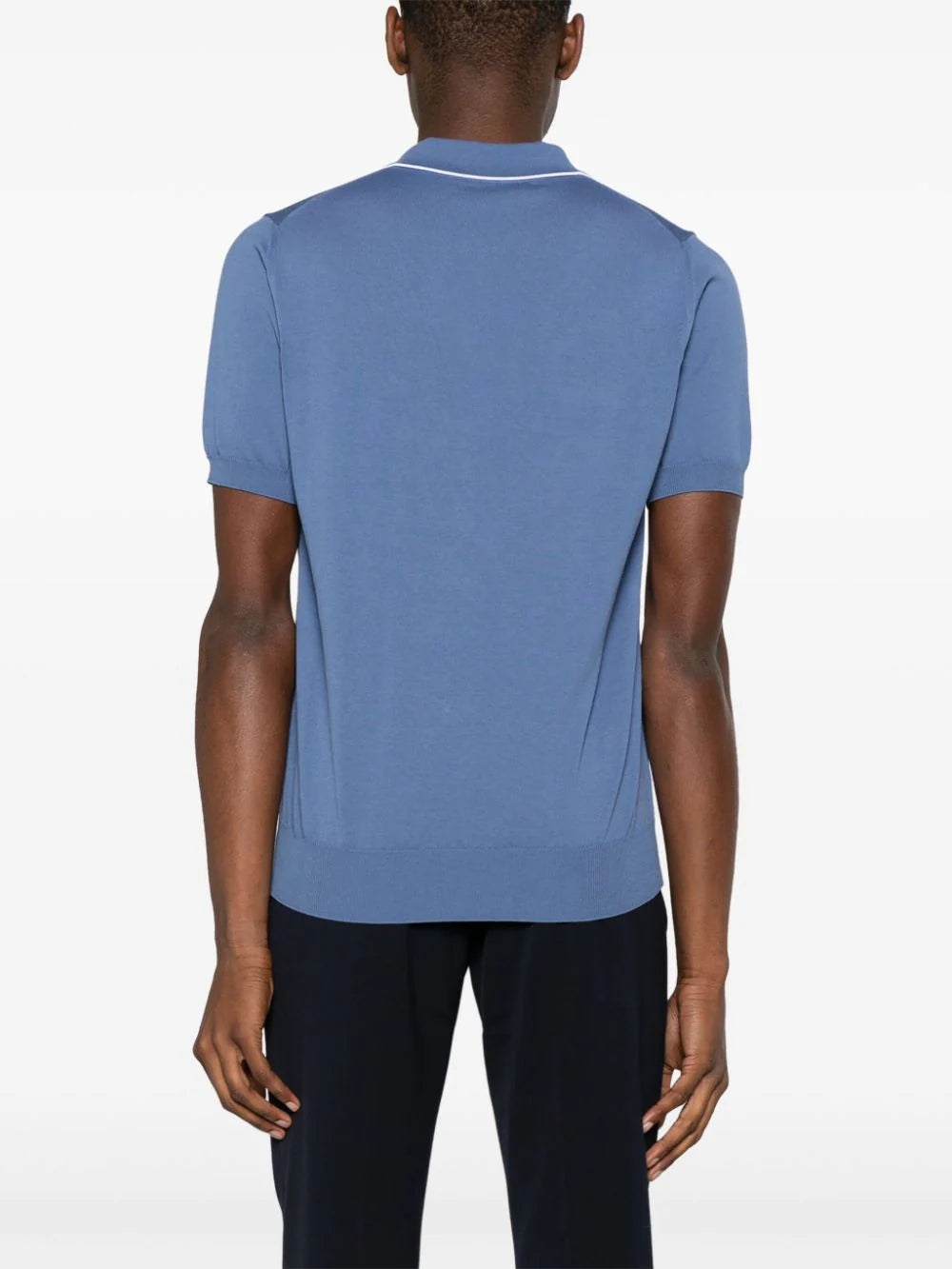 Canali  striped-edge cotton polo shirt
