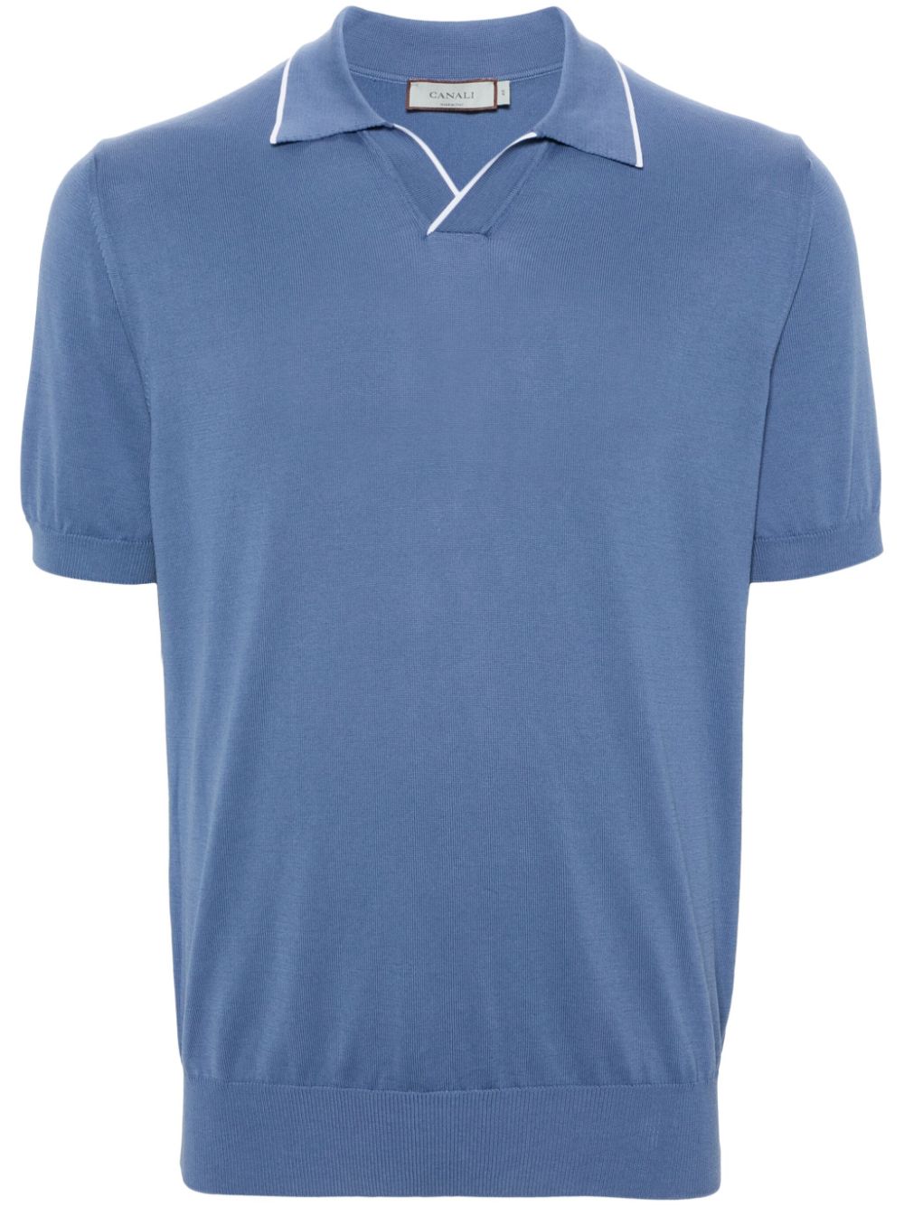 Canali  striped-edge cotton polo shirt
