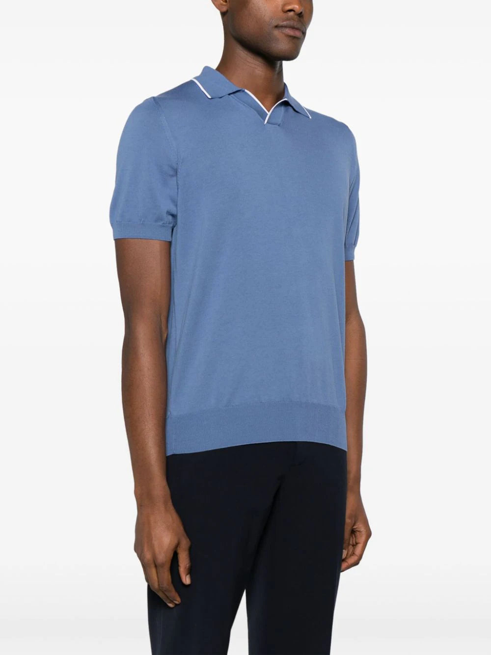 Canali  striped-edge cotton polo shirt