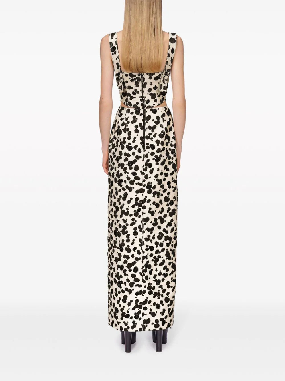 AREA  dalmatian-jacquard denim mini skirt