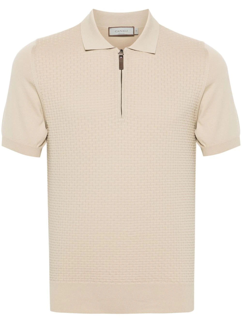 Canali  zip-up cotton polo shirt