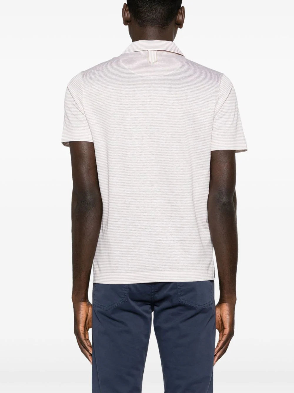 Canali  striped linen blend polo shirt