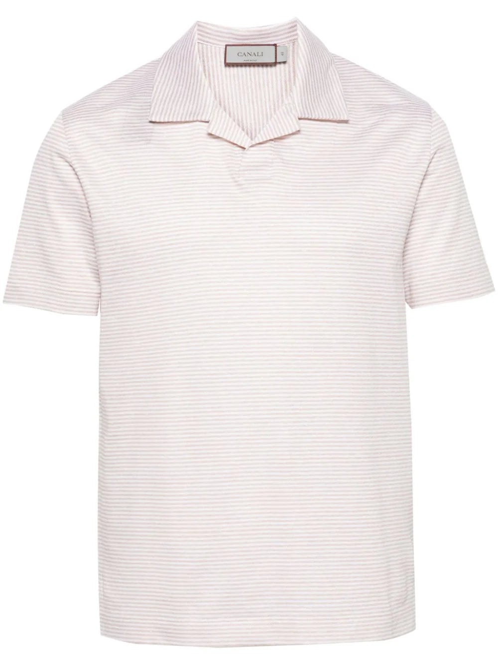 Canali  striped linen blend polo shirt