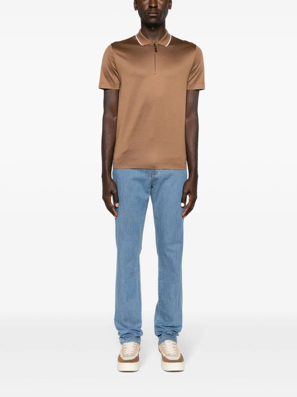 Canali  half-zip jersey polo shirt