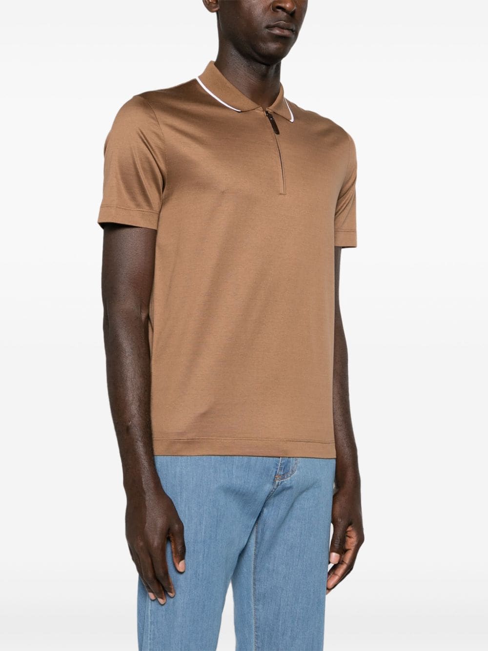 Canali  half-zip jersey polo shirt