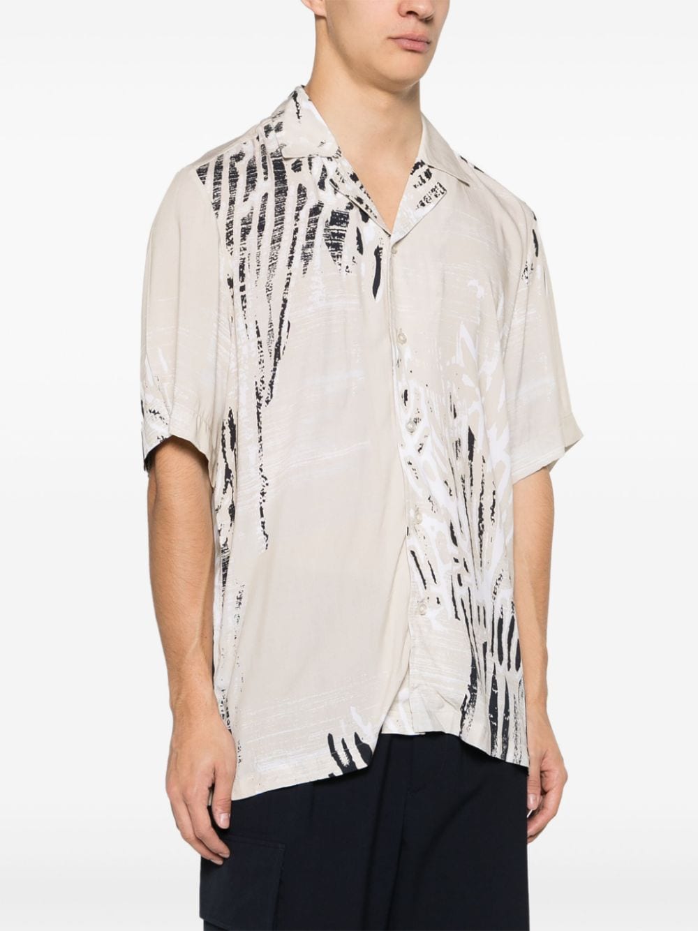 BOSS abstract-print interlock-twill shirt