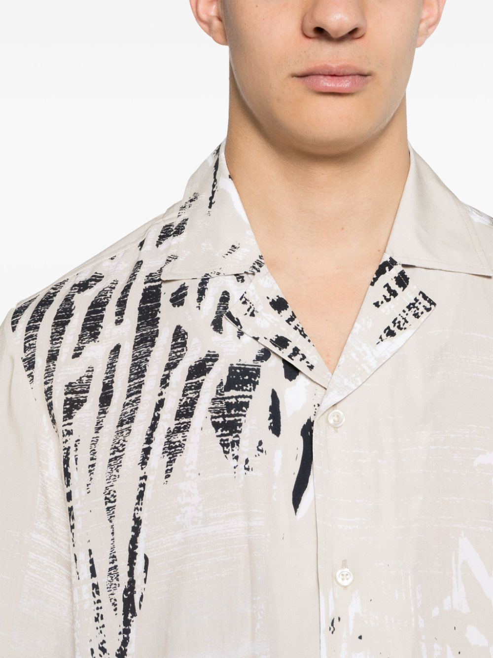 BOSS abstract-print interlock-twill shirt