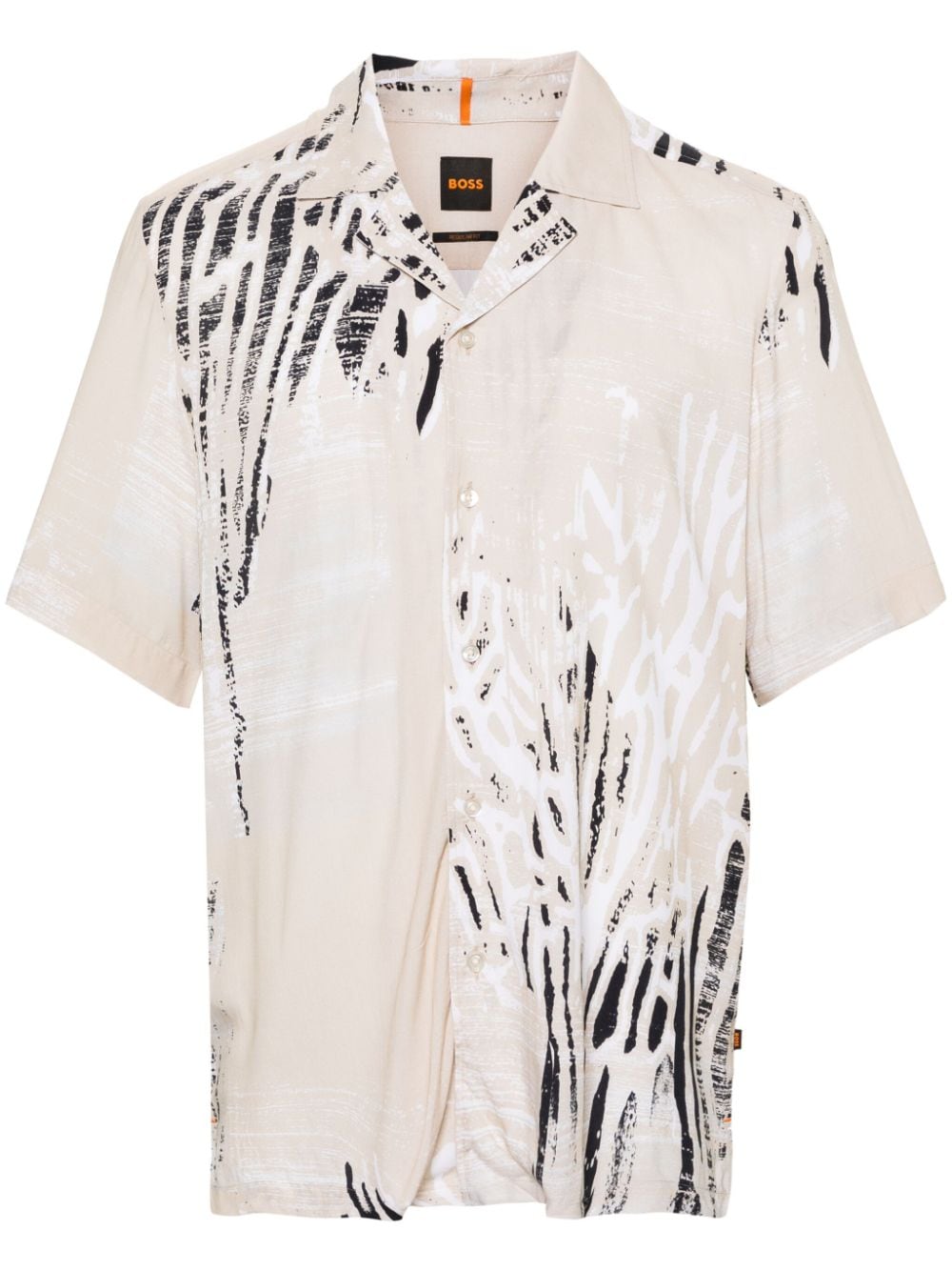 BOSS abstract-print interlock-twill shirt