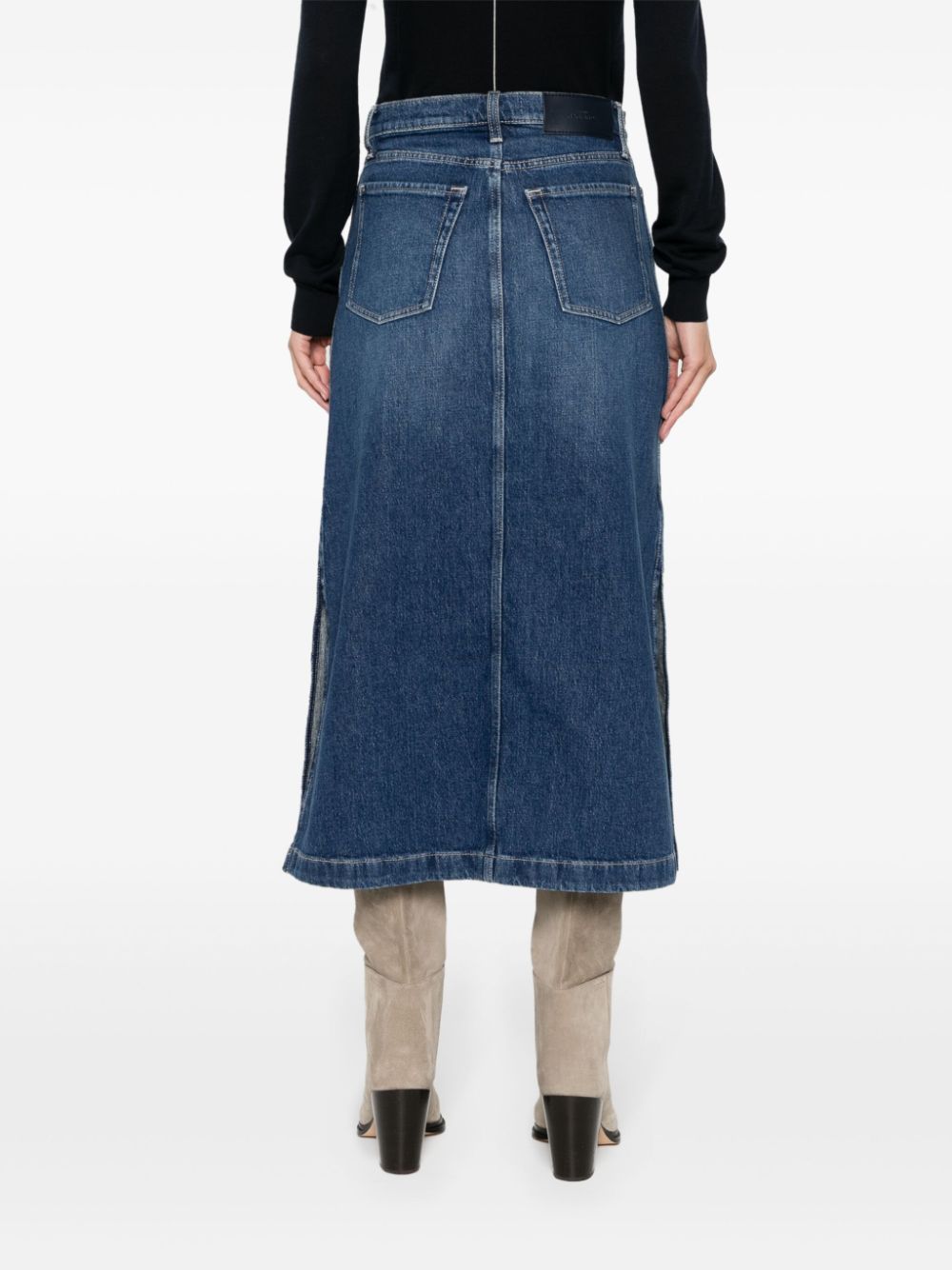 7 For All Mankind  Wayne-wash denim midi skirt