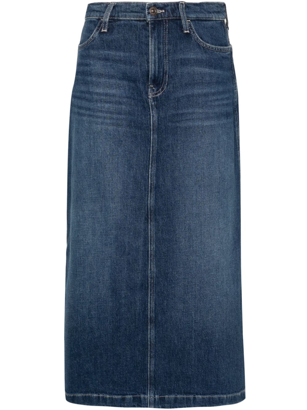 7 For All Mankind  Wayne-wash denim midi skirt